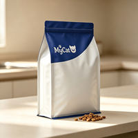 Sacs personnalisés imprimés à fermeture centrale pour aliments pour chats, pochettes en plastique haute barrière pour l'emballage de croquettes sèches pour chats, MOQ 100