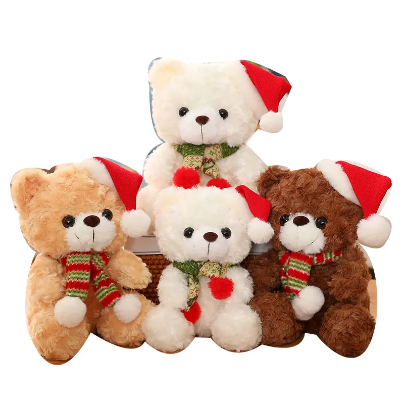 Custom plush toys Christmas Stuffed Animal Teddy Bear Toy Faux Fur Xmas Plush Animals Toy Stuffed Bears