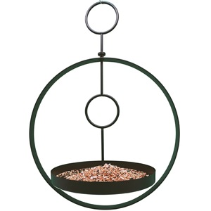 Mangeoire à oiseaux ronde en métal noir durable à suspendre pour jardin, place publique, utilisation en extérieur - Product Image 4