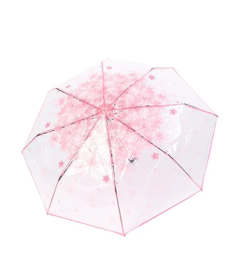 クリエイティブマニュアル透明傘雨3つ折り傘男性と女性学生女の子のための透明傘