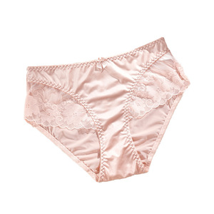 Braguitas de bikini elegantes de satén sin costuras y transpirables para <span class=keywords><strong>mujer</strong></span>, de talle medio, con encaje, color liso, lazo y refuerzo de algodón, ropa interior sexy que realza <span class=keywords><strong>la</strong></span> cadera. - Product Image 5