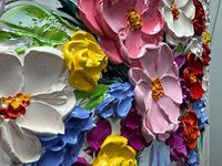 V-inspire Art 24x36 pouces Peinture à l'huile abstraite moderne 100% peinte à la main Bouquets colorés Murales florales 3D Chine