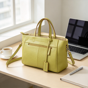 Light Green Women Top <b>Handle</b> <b>Handbag</b> Zipper Closure Removable Strap Multi Pockets Daily Work Travel Crossbody Bag - Product Image 2