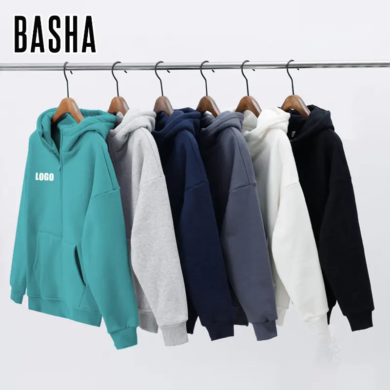 Bashasports Oversized 400G Lange Mouwen Sweatshirt Sportkleding Vrouwen Badstof Unisex Puff Print Custom Hoodies