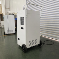 Déshumidificateur commercial portable 138L/D avec grandes roues, poignée de poussée et double drainage pour sous-sol, usine, atelier