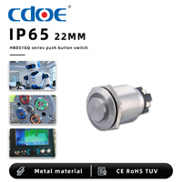 Bouton-poussoir 22mm CE, 1NO1NC, étanche, 24V, tête haute, borne à vis, filetage long