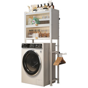 Nuovo Scaffale da Bagno a 3 Ripiani Sopra la Lavatrice con Anta, Organizzatore per Rotoli di Carta <span class=keywords><strong>e</strong></span> Porta Asciugamani - Product Image 6