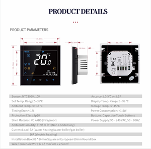 <span class=keywords><strong>Thermostat</strong></span> intelligent BECA BHT-3000 pour chaudière à <span class=keywords><strong>gaz</strong></span> 16A, chauffage domestique avec Wi-Fi à distance, 220V, design moderne pour hôtels et usage domestique - Product Image 1