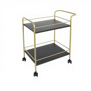 Chariot utilitaire minimaliste à double niveau avec roulettes pour le rangement des boissons et des aliments dans la cuisine - Product Image 5