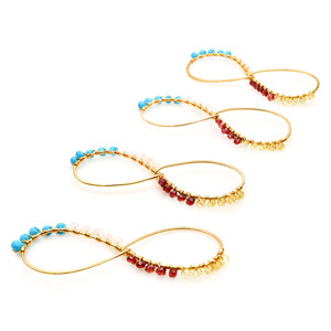 Enveloppe de fil de perles de pierres précieuses multiples naturelles à facettes 60x56 MM connecteur en forme d'infini fabrication de bijoux - Product Image 1