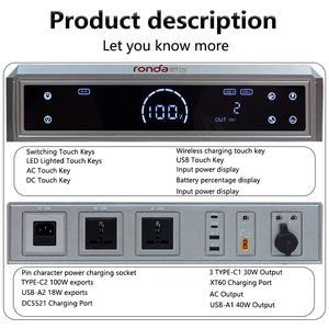 Estación de Energía Portátil de 2000 Wh y 1800 Vatios Pico, Generador Solar con Salida de CA de Onda Sinusoidal Pura, Batería de Litio de Respaldo para Exteriores y Automóviles - Product Image 6