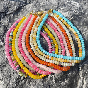 Bohem Çok Renkli Doğal Taş Boncuklu Kolye Su Geçirmez Paslanmaz Çelik OT Tokalı DIY Abaküs Boncuklu Kolye Kadınlar İçin - Product Image 3