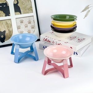 Ensemble de gamelles minimalistes en céramique pour animaux de compagnie, design soucoupe volante, avec support en fer anti-déversement et profil bas, pour chats et chiens - Product Image 2
