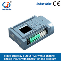 Huaqingjun 8DI 8DO Salida de relé PLC 2AI 0-10V WIFI Programado por la aplicación de teléfono RS485 Modbus RTU PLC para válvulas