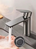 Robinet de lavabo commercial en acier inoxydable SUS304, mitigeur monocommande eau chaude et froide pour projets hôteliers et d'ingénierie