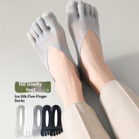 6242 Chaussettes à cinq doigts pour hommes, fines, invisibles, coupe basse, pour l'été