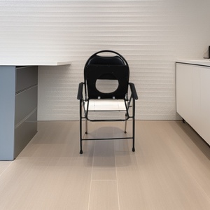 Folding Toilet <b>Chair</b> Black Portable For Elderly Hospital Use Carbon Steel Construction - Product Image 1