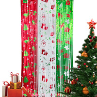 1*2M Noël Feuille Rideaux Carré Brillant Shimmer Party Mur Photo Toile de Fond