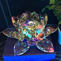 Base lumineuse LED Feng Shui Sparkle, cristal bleu, fleur de lotus, pour la décoration de la maison