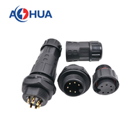Conector de montaje de Panel trasero tipo soldadura de 6 pines IP67 Circular plástico macho hembra Pug Led controlador de iluminación a proyecto de panel