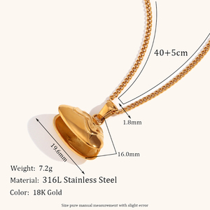 Colgante de Concha Personalizado de Moda con Perlas y Chapado en Oro de 18K sobre Acero Inoxidable para Collar Fino de Mujer - Product Image 3