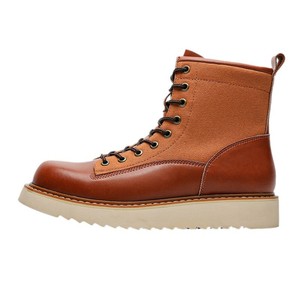 Botas de Trabajo de Cuero para Hombre, Estilo Retro Americano, Botas de Motero de Caña Alta, Punta Redonda, Suela Gruesa, Calzado Informal - Product Image 1