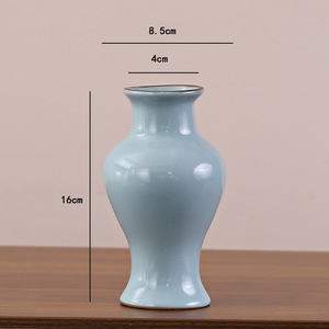 Jarrón de Cerámica Azul Cielo con Esmalte Ru Kiln, Diseño Tradicional para Exhibición de Flores Secas o Frescas en Hoteles Boutique y B&B, Venta al Por Mayor - Product Image 6