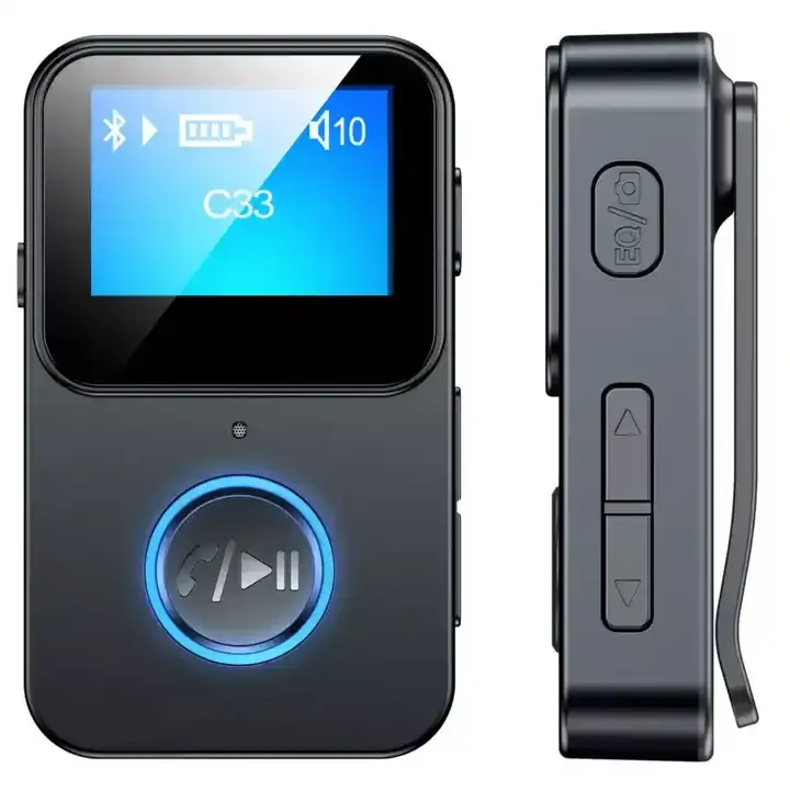 C33 클립 디자인 TF 카드 MP3 플레이어 LCD 디스플레이가있는 휴대용 자동차 블루투스 수신기
