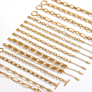 Bracelet anneau elliptique géométrique en acier inoxydable plaqué or 18 carats avec fermoir OT, accessoire de bijouterie unisexe - Product Image 5