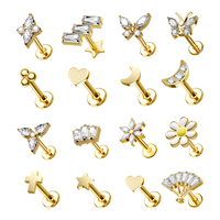 Bijoux Toposh G23 Titane ASTM F136 Bijoux de Piercing Corporel Lèvre Nez Push Pin Anneau de Labret Boucle d'Oreille
