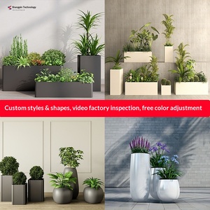 Jardinera de Fibra de Vidrio de Estilo Chino, Combinación de Macetas para Exteriores, Personalizable, Rectangular Simple, para Terraza/Patio - Product Image 5