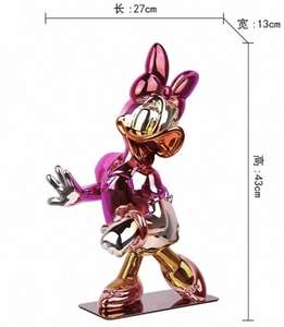 Estatua de Resina de Pato <span class=keywords><strong>Donald</strong></span> en Cromo Rosa, Azul y Negro para Escultura Artística, Modelo <span class=keywords><strong>Daisy</strong></span> con Galvanoplastia Brillante, Pintado a Mano - Product Image 5