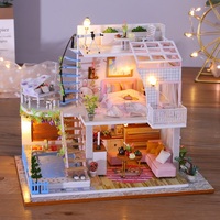 Kit de Niche à Livres en Bois en Gros, Maison de Poupée Miniature DIY à 3 Étages avec LED, Stock en Gros pour Magasins de Cadeaux d'Anniversaire pour Filles