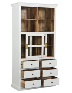 Modern White Solid Wood Display Almirah with Elegant Storage and Contemporary Showcase Furniture for Living Room Dining <b>Wardrobe</b> - Product Image 3