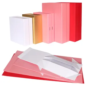 批发定制Logo小商务服装可折叠类礼品盒折叠磁铁纸包装盒带丝带