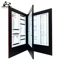 3PAGES Porte-menus en cuir PU avec éclairage LED, rechargeable par Type-C, format A5, pour restaurant, bar, boîte de nuit