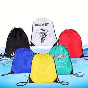 Nylon <b>Waterproof</b> <b>Drawstring</b> <b>Bag</b> Custom logo Polyester Custom Backpack Fitness Exercise <b>Drawstring</b> <b>Bag</b> with logo - Product Image 2