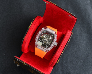 Montre de qualité supérieure, superbe. Étui en cristal pour affaires et loisirs. Conception creuse. Montre mécanique à tourbillon. - Product Image 3