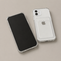 Coque de téléphone transparente en TPU souple pour cartes T040 iPhone 11 12 13 14 15 16 17 18 Pro Max Plus 17 Air avec porte-cartes