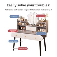 Table de maquillage moderne avec miroir LED blanc et tiroir en verre éclairé, chaise de maquillage pour salon commercial