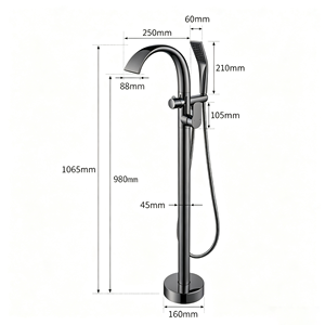 Colonne de douche autoportante d'extérieur en laiton noir mat avec douchette pluie pour piscine, jardin, plage - Product Image 2
