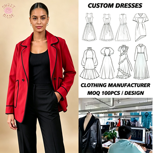 Veste blazer rouge pour femme avec bordure noire, revers cranté, simple boutonnage, manches longues, élégante, pour le bureau ou les affaires - Product Image 1
