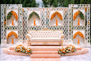 Royal Mughal Style Wedding Stage Backdrop Arch <b>Panel</b> At Factory Price Traditional Moroccan-Inspired Stage Decor <b>Mirror</b> <b>Panels</b> - Product Image 3