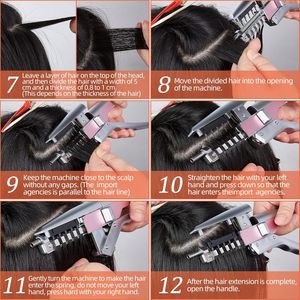 Extensions de cheveux Remy 6D de deuxième génération à clipser, double épaisseur, pouvant être permanentées, sans nœuds, cinq mèches en rangée (20 pouces) # <span class=keywords><strong>60</strong></span>) 10a 1b - Product Image 4
