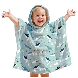 Serviette de plage à capuche <span class=keywords><strong>en</strong></span> microfibre pour enfants, poncho de bain pour tout-petits, couvre-maillot de bain pour filles et garçons de 4 à 10 ans, serviettes de piscine pour enfants à séchage rapide - Product Image 1
