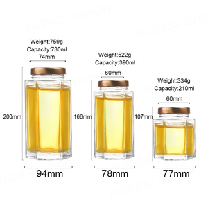 Nhà Máy 180ml 360ml 750ml Rỗng rõ ràng dưa chum rỗng Hexagon mật ong container lọ thủy tinh - Product Image 3