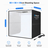 PULUZ Boîte à lumière de studio photo 50cm x 50cm x 50cm 30W avec 200 LED intégrées, 6 fonds colorés amovibles et angles de prise de vue flexibles