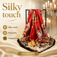 Nouveau design personnalisé, écharpe oversize 90, foulard de luxe imprimé 100% polyester, écharpe de tête en soie, châle, hijab musulman, vente en gros