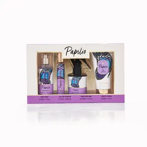 Prix de gros Coffret cadeau de parfum pour femme longue durée 20ml de parfum + 100ml de parfum pour cheveux + 88ml de brume corporelle + 88ml de lotion