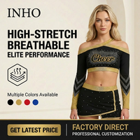 Uniformes de Porristas al por Mayor, Conjuntos de Spandex Transpirables de Secado Rápido y Alta Elasticidad para Equipos Femeninos, OEM